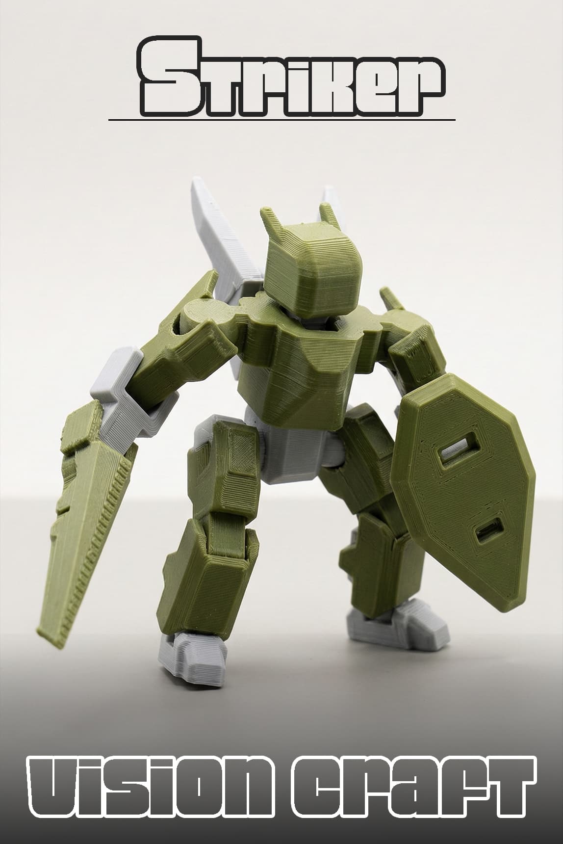 Striker Mecha Robot Figür 3D Baskı Model Koleksiyon Oyun Diorama Kişiselleştirilebilir Hediye