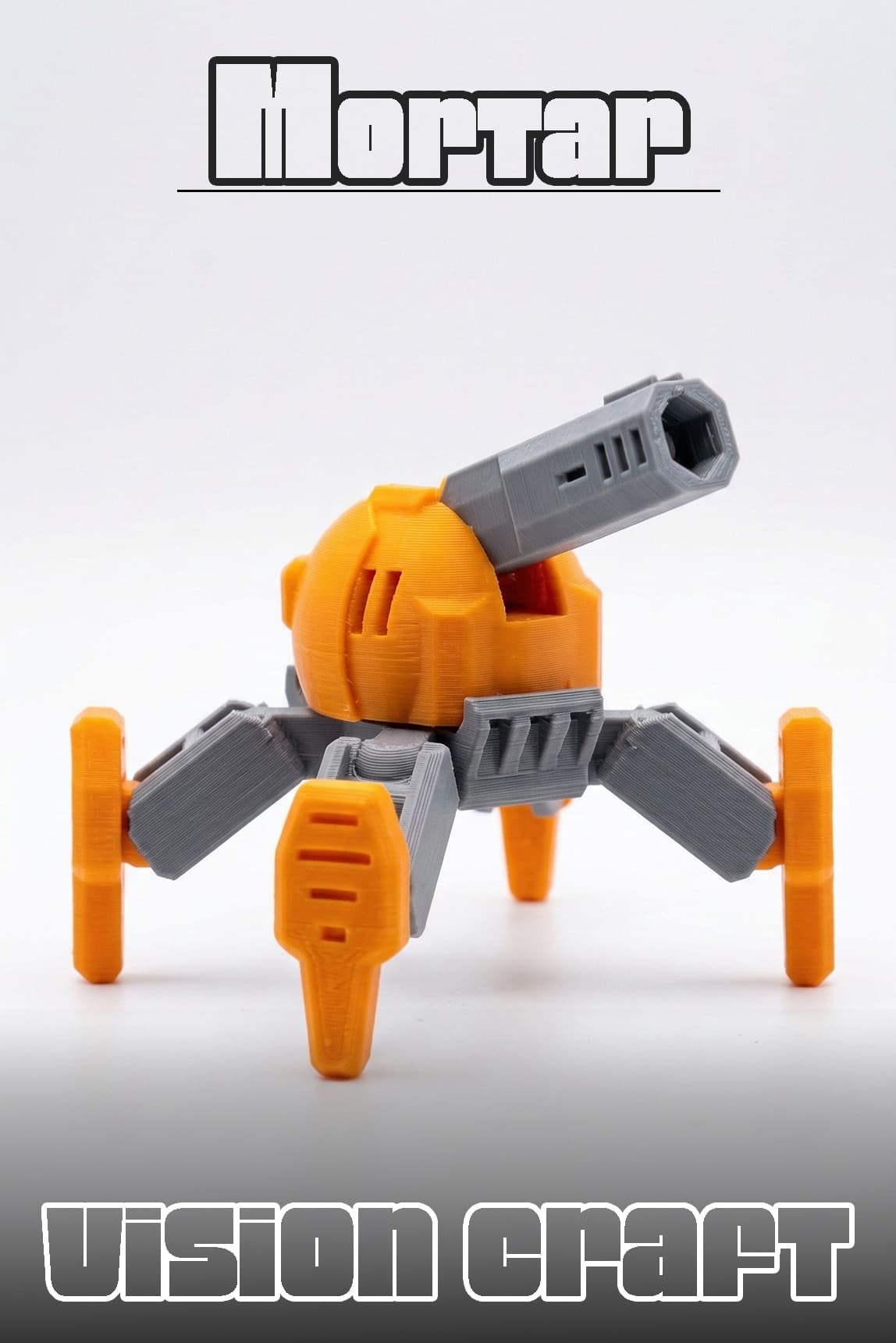 Mortar Mech Robot Figür 3D Baskı Model Koleksiyon Oyun Diorama Kişiselleştirilebilir Hediye