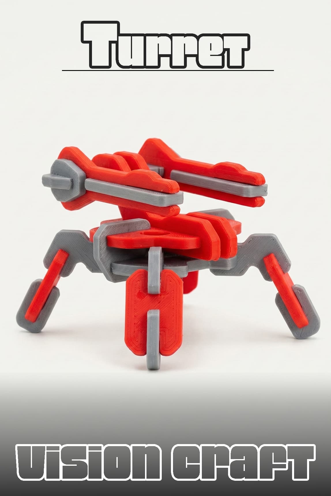 Dual Turret Mech Robot Figür 3D Baskı Model Koleksiyon Oyun Diorama Kişiselleştirilebilir Hediye